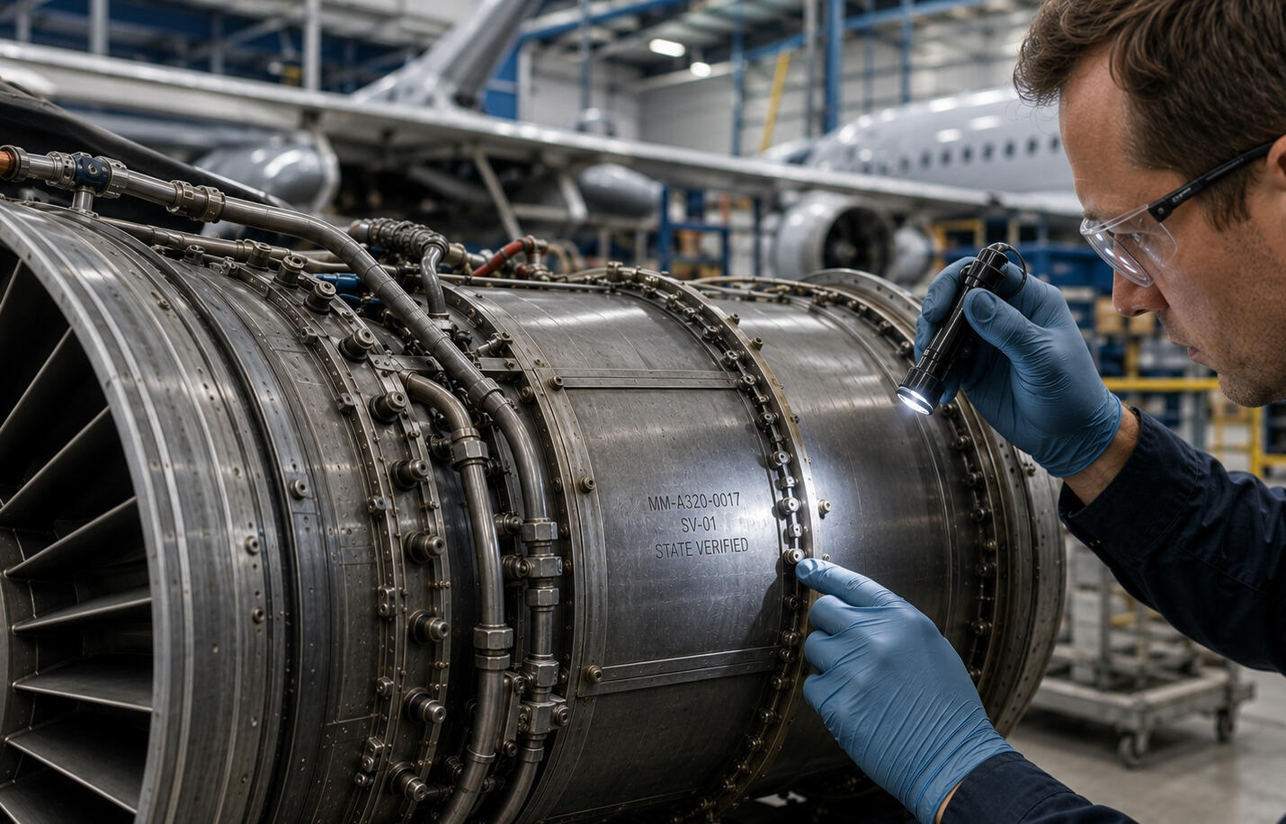 MagMeta — Asset-Layer Governance Infrastructure Close-up aerospace-grade metallic surface showing embedded reversible lifecycle governance marking integrated directly into the asset layer through MagMeta’s Base → Mark → Protect methodology.